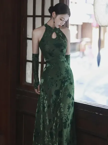 Ethnische Kleidung Chinesischen Stil Elegante Qipao Kleid Sets Frauen Herbst Traditionelle Orientale Cheongsams Weibliche Dünne Tanz Kostüm Vintage