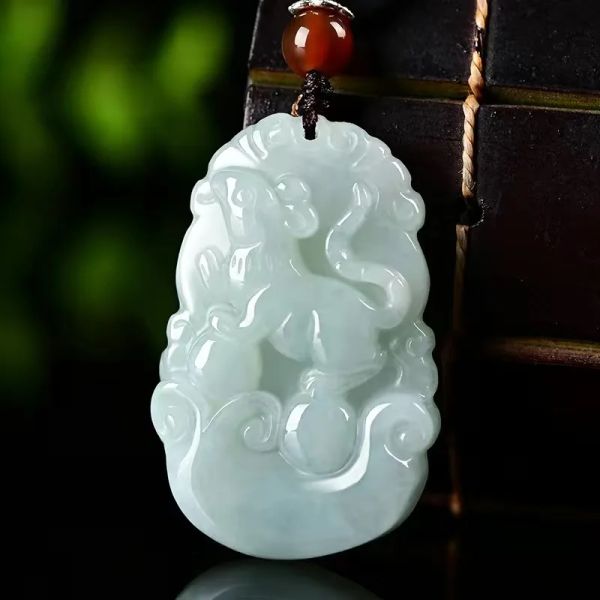 Anhänger birmanische jade chinesische zodiac Anhänger Charme Schmuck Jadeit weiße Anhänger natürliche Halskette Amulette Männer Mann Geschenke für Frauen