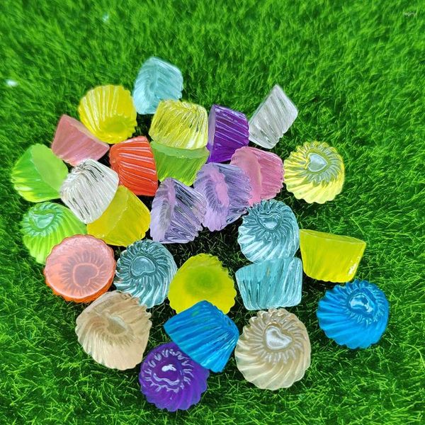 Dekorative Blumen 20/50/100PCS Harz FlatBack Gelee Süßigkeiten Miniaturen Pudding Puppenhaus Küche Spielzeug Zubehör Versorgung