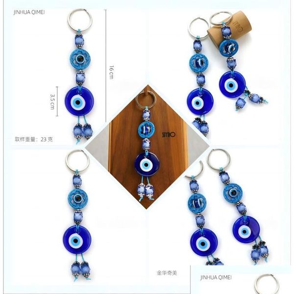 Брелоки для ключей L турецкого синего цвета сглаза, стеклянный кулон с подвеской в виде глаз, держатель для ключей, Прямая доставка Yydhhome Dhvmg