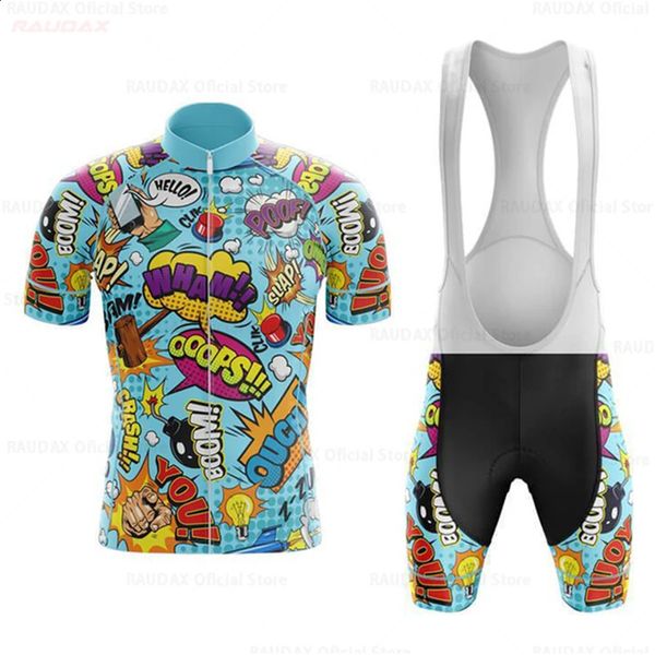 Explosive Comics Maglia da ciclismo Imposta Estate Uomo Bicicletta Manica corta Abbigliamento da ciclismo Bike Maillot Maglia da ciclismo Pantaloncini con bretelle 240119