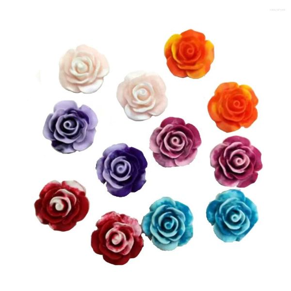 Dekoratif Çiçekler 20/50/100 PCS Reçine Gül Çiçeği Düz Sırt Cabochon Scrapbooking Saç Yay Merkezi Süpellemeler DIY aksesuarları