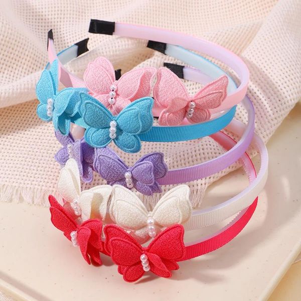 Haarschmuck 1 Stücke Baby Mädchen Schmetterling Haarband Simulierte Perle Kinder Hoop Tägliche Bindung Schöne Großhandel