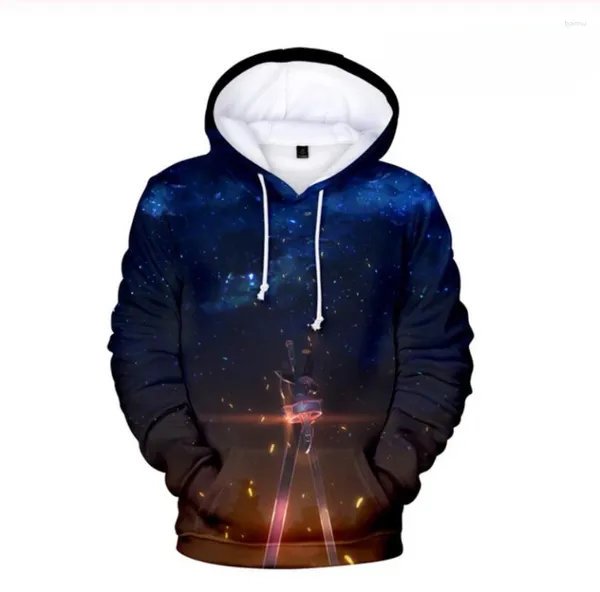 Hoodies masculinos anime 3d espada arte on-line moletom homens mulheres harajuku moletom oversized pulôver impressão casual