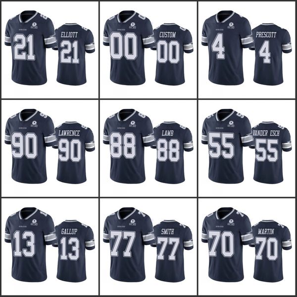 Dallas''Cowboys''Men # 55 Leighton Vander Esch 88 CeeDee Lamb 90 Demarcus Lawrence Donna Youth Navy 60th Anniversary Custom Vapor Limited Jersey