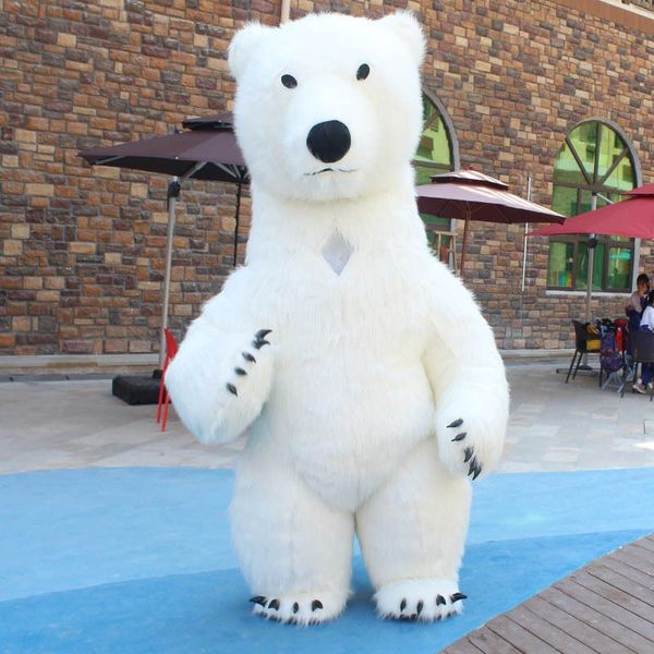 Atacado panda gigante traje inflável rua engraçado urso polar mascote traje festa role play boneca de pelúcia andando traje dos desenhos animados