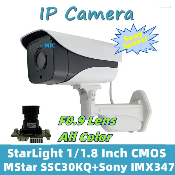 Объектив F0.9 StarLight 1/1,8 дюйма CMOS Mstar SSC30KQ IMX347 IP-камера с низкой освещенностью IP66 Встроенный микрофон Все цвета для улицы