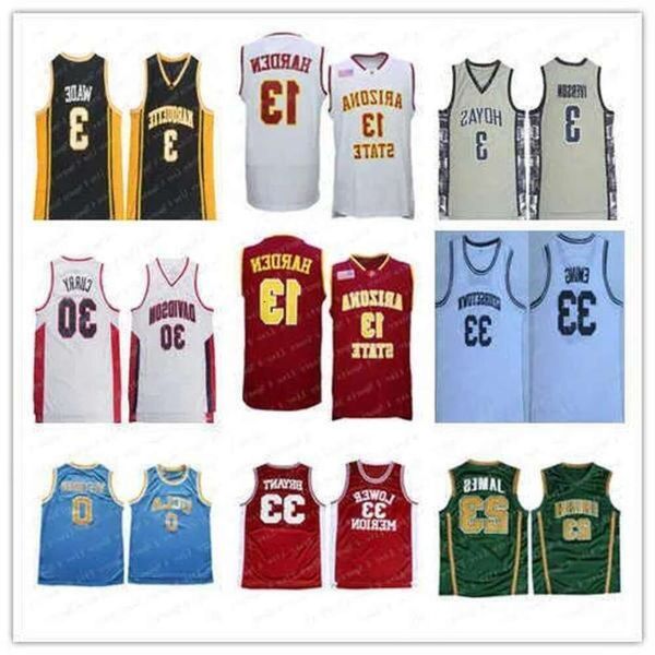 Erkekler Ucuz NCAA Georgetown 3 Iverson College Baskeball Jersey James 13 Hardena Arizona Eyaleti Stephen 30 Curry 3 Wade İrlandalı 23 James 33 Bry Yüksek 1 0 2