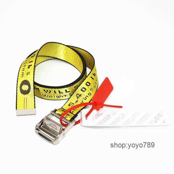 Cinture A1112 Stle Off Giallo Cintura bianca Designer per uomo Donna Tela Vita all'ingrosso Nylon Run regolabile Cinturino casual Lungo Ragazzo Palestra Moda 5 ZVY7