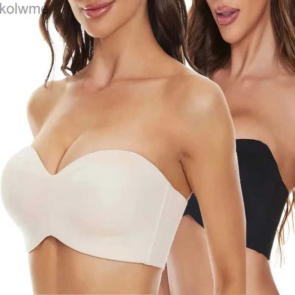 BHs Trägerloser BH, vollständig, rutschfest, wandelbar, Bandeau, nahtlos, maßgeschneiderter Plus-Size-BH, Bügel, wandelbar, glatt, ungepolstert, YQ240203