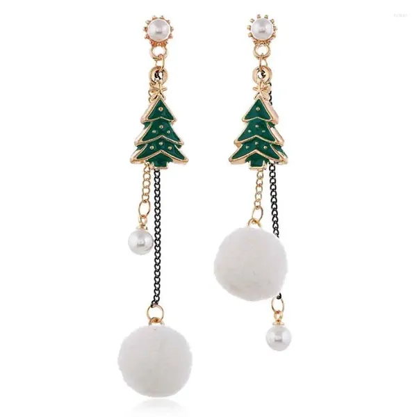 Brincos de garanhão 2024 moda jóias banhado a ouro longo borla pérola cristal árvore de natal boneco de neve para mulheres presente de menina