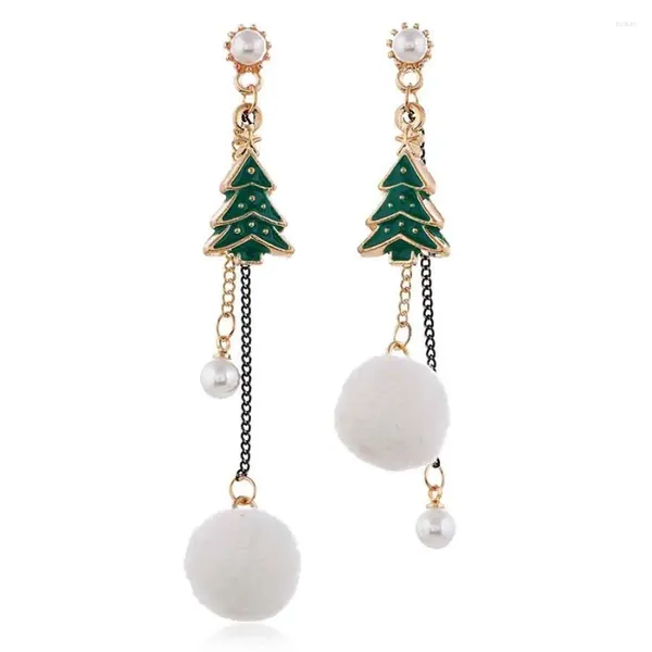 Ohrstecker 2024 Modeschmuck Vergoldet Lange Quaste Perle Kristall Weihnachtsbaum Schneemann Für Frauen Mädchen Geschenk