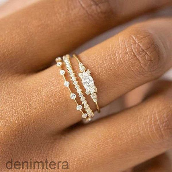 Piccolo piccolo set di anelli per le donne Colore oro Cubic Zirconia Midi Anelli per dita Anniversario di matrimonio Accessori per gioielli Regali Kar229 0KIY