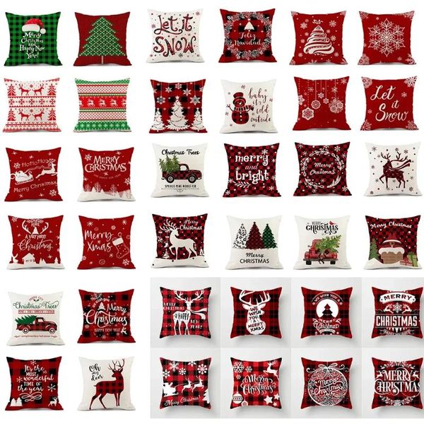 Cuscino 4 pezzi Decorazioni natalizie Interni federe per cuscini Copre 45x45 2024 Plaid per divano Soggiorno