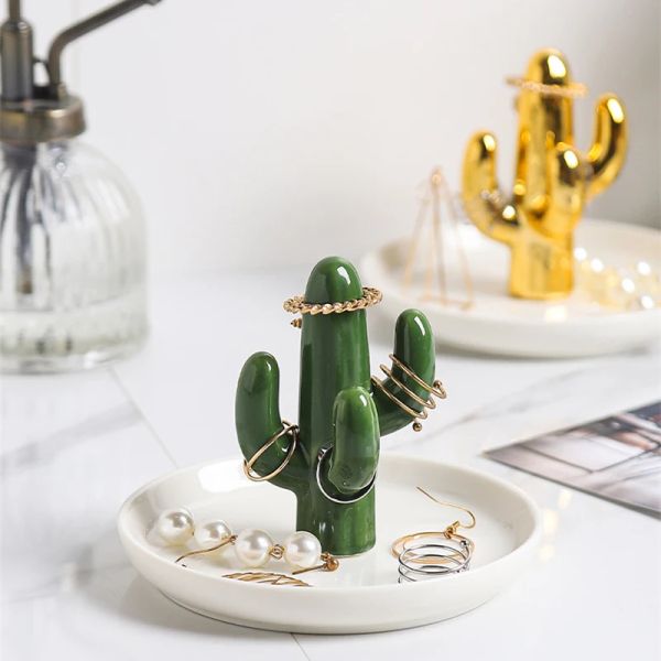 Charm Cactus Ohrringe Halskette Ring Anhänger Armband Schmuck Ausstellungsstech Trey Baumlagerregale Organizer Halter Keramik Ornamente
