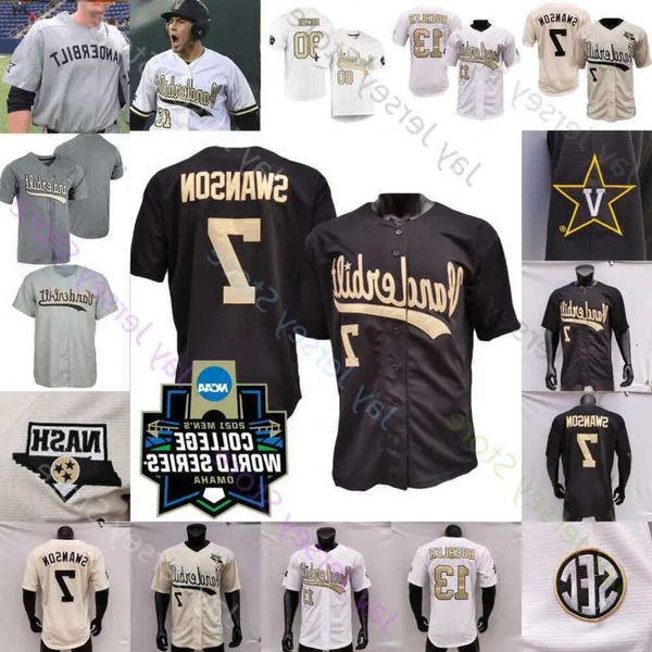 NCAA 2024 College Baseball WS Vanderbilt Commodores Jersey 22 Jack Leiter Dansby Swanson Walker Buehler Chris Mcelvain Devin Futrell Da High