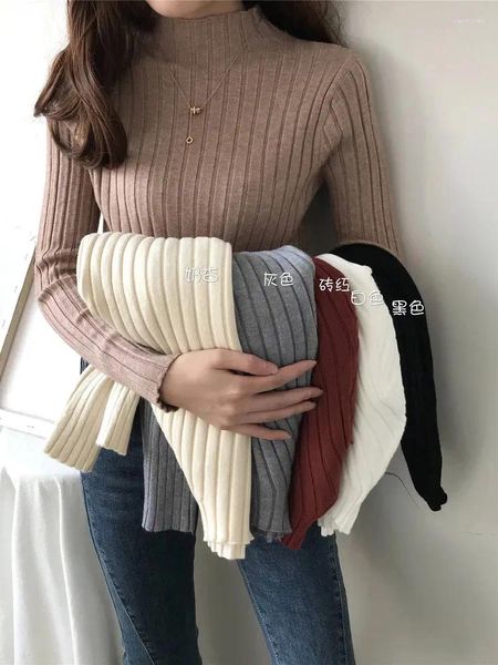 Damen Hoodies Pit Strip Half High Collar Bottomed Shirt Inner Sweater Herbst und Winter Weiß Foreign Style Vielseitiger Mantel