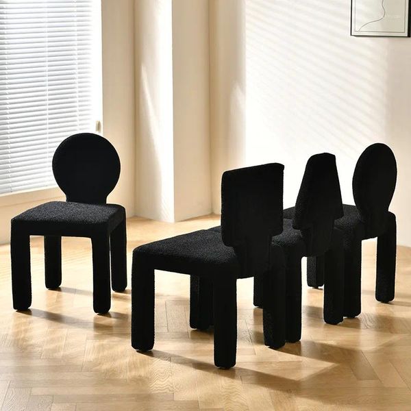 Móveis de acampamento LCL022 Casa Moderna Simples Ins Estilo Stool Back Maquiagem Cadeira Nórdica Criativa Internet Celebridade Preto Teddy Velvet Jantar