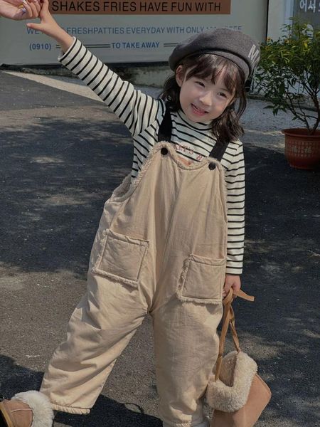 Pantaloni Bretelle in peluche per bambini Ragazzi e ragazze alla moda Agnello Inverno Baby