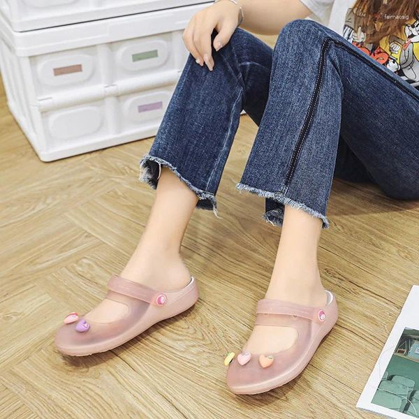 Sandalen Damen Blau Sommer Gummi Gelee Schuhe Rutschfester Komfort Slipper und Sandale Strand Indoor Slides