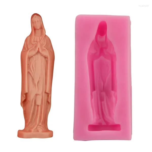 Stampi da forno Statua della Vergine Maria Stampo in silicone Stampo per pasticceria al cioccolato Budino Stampi per cubetti di ghiaccio Decorazione per torta fondente Strumento fai da te