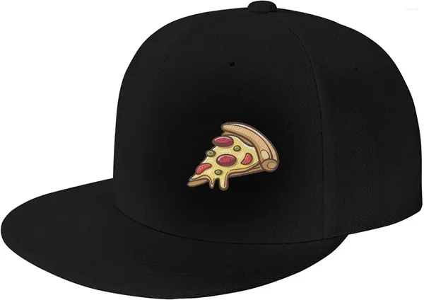 Cappellini da baseball Pizza Cappello a tesa piatta per uomo Snapback Hip Hop Nero Classico regolabile Baseball Papà Corsa Escursionismo Taglia unica Adulto