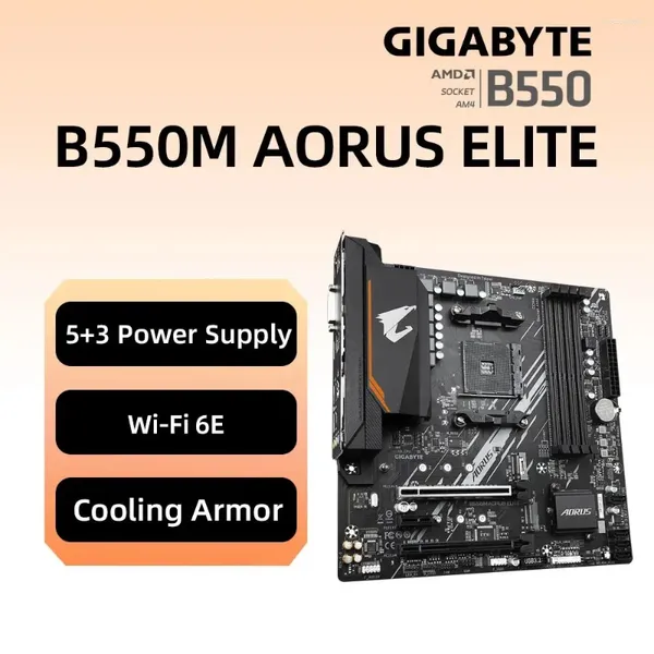 Материнские платы GIGABYTE B550M AORUS ELITE, материнская плата AMD AM4 для Ryzen серии 3/4/5, процессор 4 DDR4 PCI-E 4,0 X16 4XSATA3.0 2xM.2 HDMI/DVI