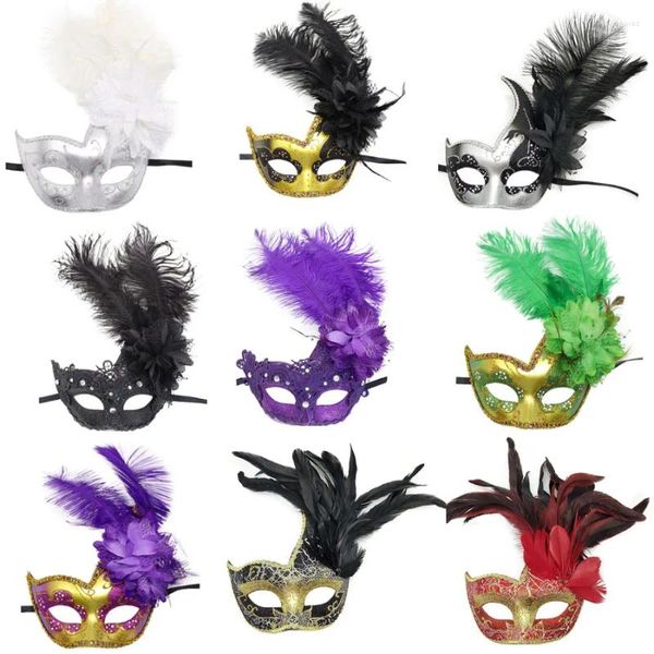 Battaniyeler Kadın Kızlar Masquerade Feather Party Maskeleri Venedik topu bal balo Mardi Gras Cadılar Bayram