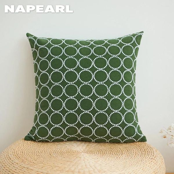 Подушка NAPEARL зеленый желтый чехол с вышивкой круг геометрический чехол для дивана 30x50/45x45/50x50 1 шт.