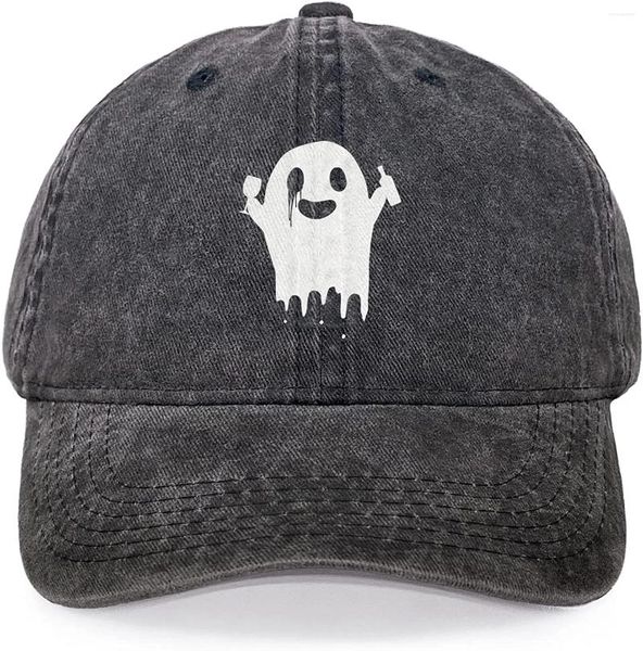 Ball Caps Ghost Baseball Cap Damen Hut für Männer Hüte Frauen Papa Vintage Plain Halloween Black Denim