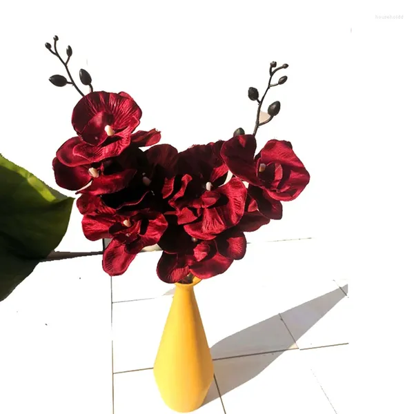 Flores decorativas preto vermelho borboleta orquídea flor artificial seda phalaenopsis decoração casamento festa de natal jardim casa planta falsa