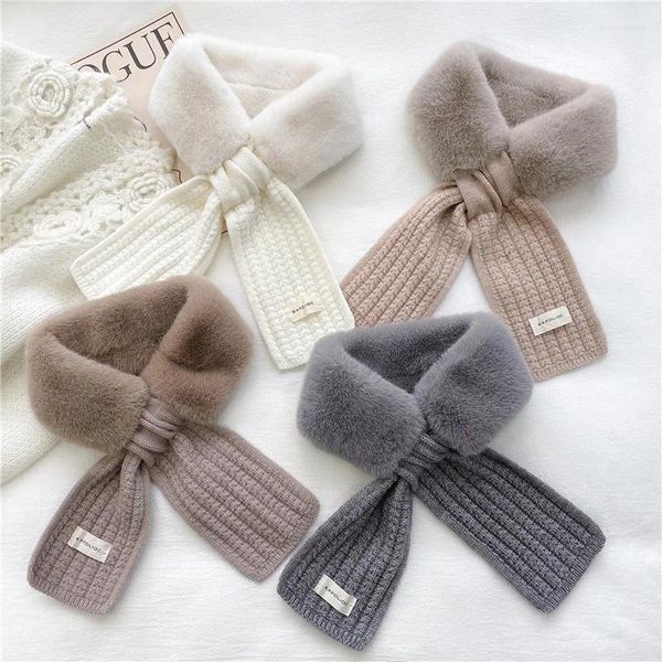 Party Supplies 1PC Frauen Faux Kaninchen Pelz Schals Winter Verdicken Warme Wolle Stricken Kragen Kreuz Hals Schals Einfarbig mode INS Stil