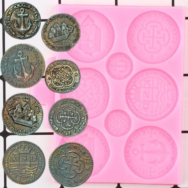 Stampi da forno Monete del tesoro Stampi in silicone Topper cupcake fai da te Strumenti per decorare torte fondenti Biscotti Caramelle Cioccolato Gumpaste