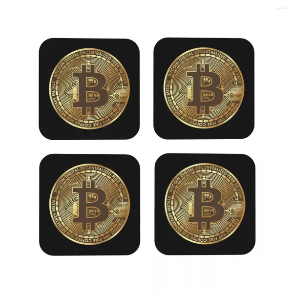 Tovagliette Bitcoin - Sottobicchieri fisici per monete Tovagliette in pelle per caffè Tazze Accessori per la decorazione della tavola Cuscinetti per la cucina di casa Bar