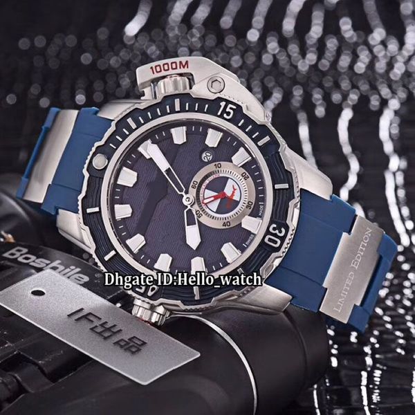 46 мм, большой размер, дата Maxi Marine Diver 3203-500LE-3 93-HAMMER, автоматические мужские часы с синим циферблатом, стальной корпус, синий каучуковый ремешок, Sport Wris196g