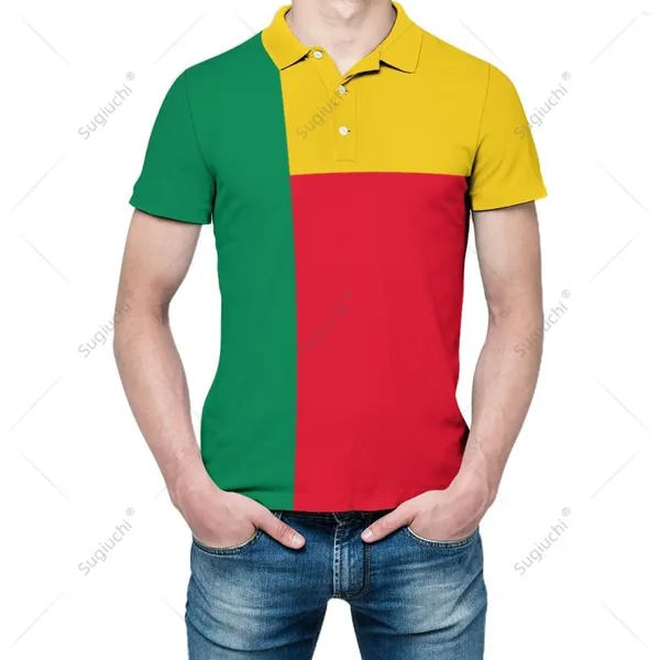 Polos masculinos unissex polo camisa bandeira do Benin 3D impressão homem moda roupas de treino mangas curtas