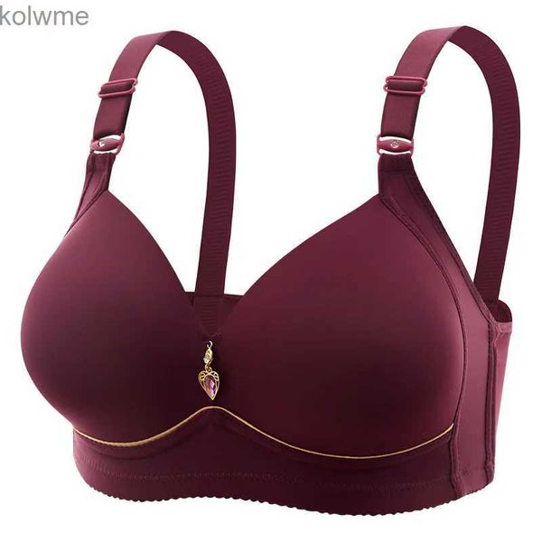 Reggiseni di grandi dimensioni senza anello in acciaio Confortevole e traspirante raccolto Intimo da donna Non magnetico Coppa sottile Reggiseno per sorella obesa lucida YQ240203