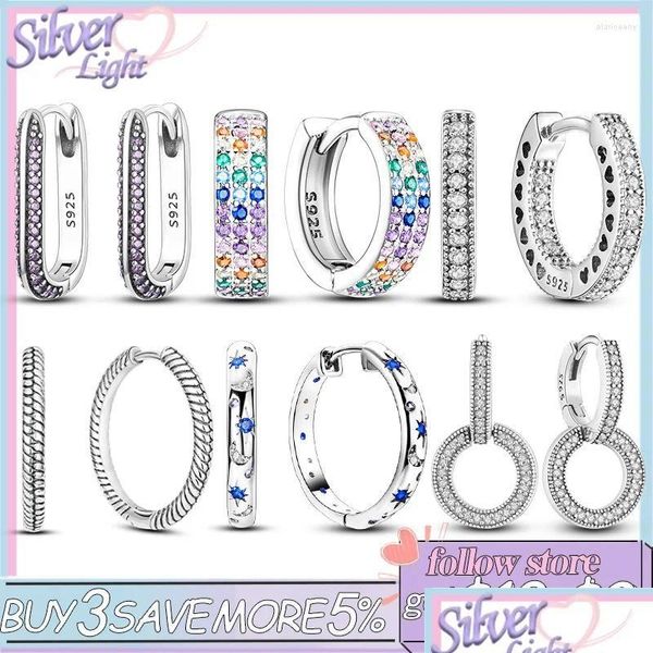 Baumeln Kronleuchter Baumeln Ohrringe 2024 Original 925 Sterling Silber Double Hoop Tropfen Für Frauen Herz Stern Mond Würfel Zirkon Klassisch Dr Otlcq