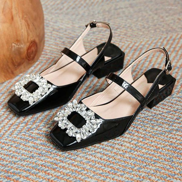 Kleid Schuhe Sommer Für Frauen Mode Sandalen Schöne Glänzende Strass Leder Casual Heels Pumps Mädchen Süße Slipper