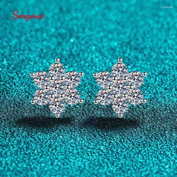 Orecchini a bottone Smyoue Totale 1,4 ct 3 mm Tutti gli orecchini in moissanite per le donne Doppio Halo Sparkly Wedding Girasole Argento sterling 925