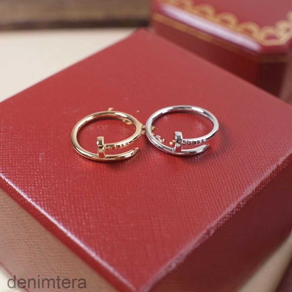 Luxuriöse Bandringe Kupfer Juste Markendesigner Voller Kristall Schmaler Nagel Offener Fingerring für Frauen Hochzeit Schmuck mit Box Party Geschenk N2QM