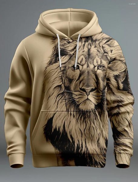 Hoodies masculinos moda 3d leão impressão para homem engraçado padrão animal moletom hip hop tendência harajuku outono roupas pulôver de grandes dimensões