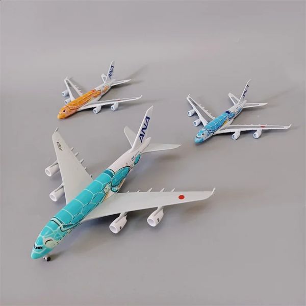 16 cm/20 cm legiertes Metall Japan ANA Airbus A380 Cartoon Sea Turtle Airlines Druckgussflugzeug Modellflugzeug Flugzeug Grün Orange Blau 240131