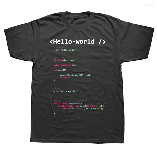 T-shirt da uomo Novità Fantastico Hello World Geek Team Programmatore Grafica in cotone Streetwear Manica corta Regali di compleanno T-shirt estiva