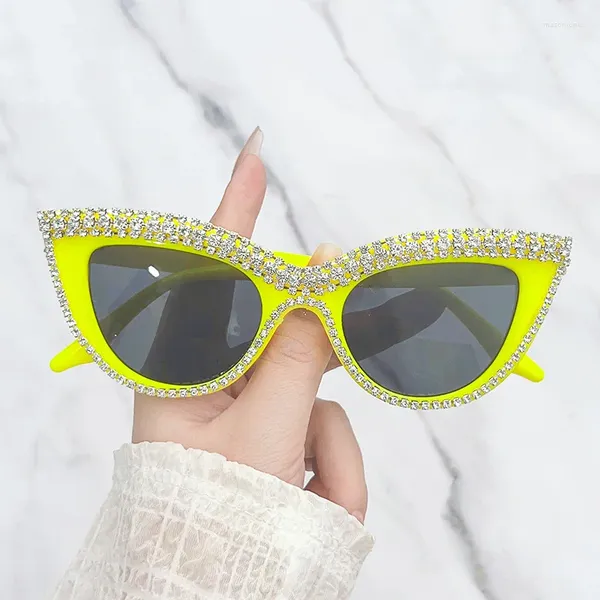 Sonnenbrille Luxus Diamant Cat Eye Frauen Marke Designer Bling Strass Sonnenbrille Dunkle Farbtöne Party Brillengestelle