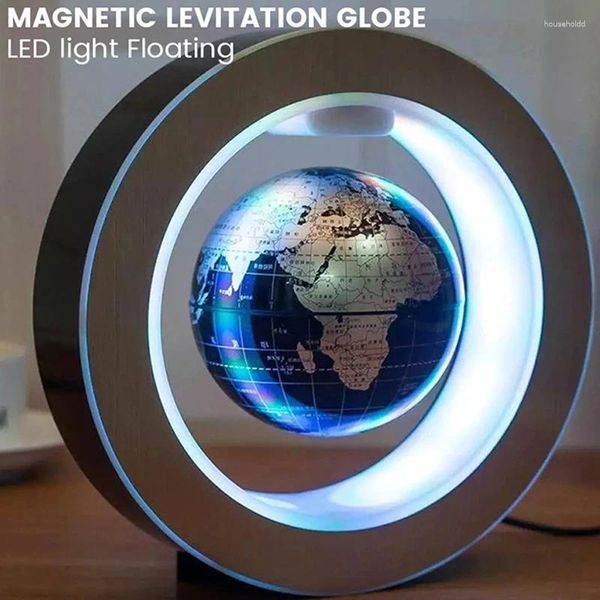 Estatuetas decorativas de levitação magnética globo lâmpada mundo flutuante decoração ornamentos escritório decoração para casa novidade luz aprendizagem modelo ferramenta