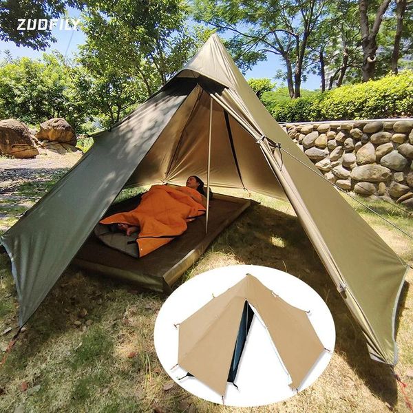 Zelte und Unterstände, Camping-Pyramidenzelt, wasserdicht im Freien, mit Kaminfenstern, 1-Personen-Zelt für Rucksackreisen, Wandern, Notfall