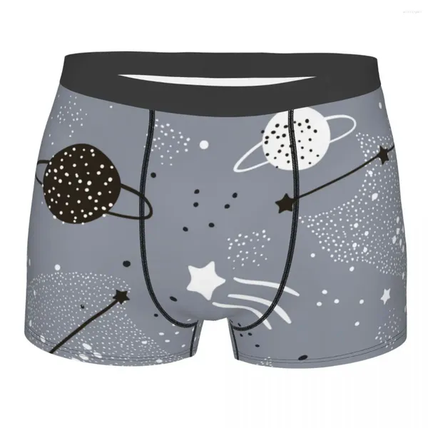 Cuecas boxer homens bonito estrelas constelações planetas calcinha masculina shorts respirável roupa interior dos homens briefs sexy boxers