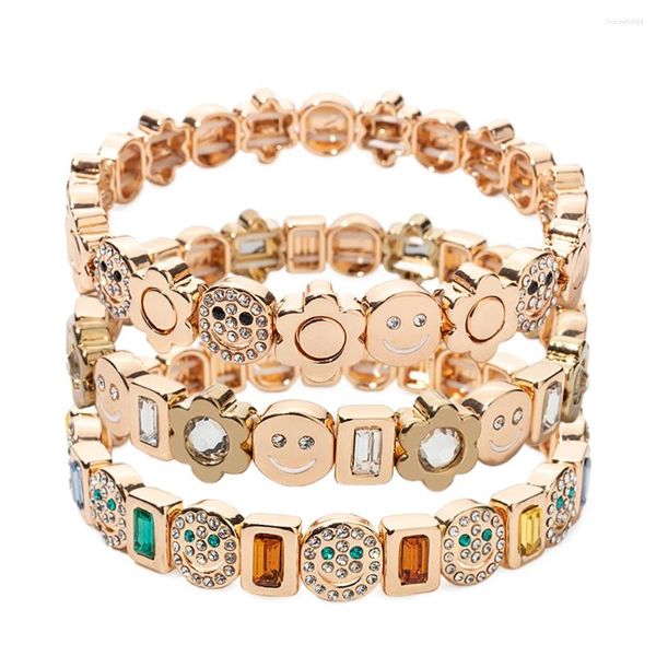 Strang 2024 Sommer Design Gold Farbe Armbänder Für Frauen Blume Charms Perlen Armreif Geschenk Boho Hand Schmuck