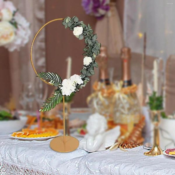 Centrotavola portatile con cerchio floreale in metallo per decorazioni per feste con ghirlanda di base Supporto per fiori fai-da-te per decorazioni per la tavola di festival di Natale di nozze